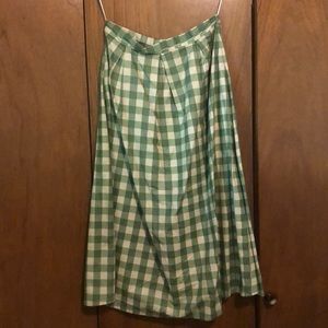 Green checkered mid length skirt